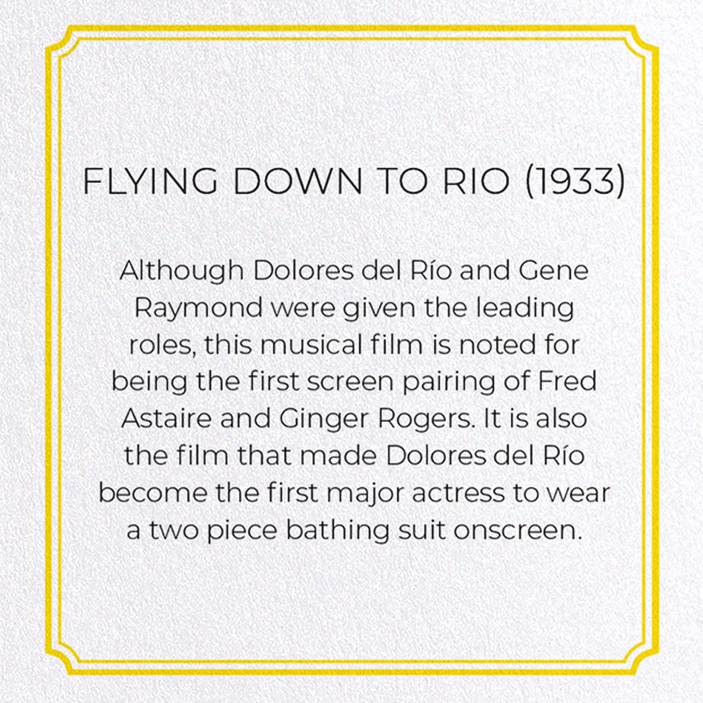 FLYING DOWN TO RIO (1933): Poster Greeting Card