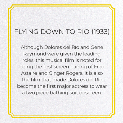FLYING DOWN TO RIO (1933): Poster Greeting Card