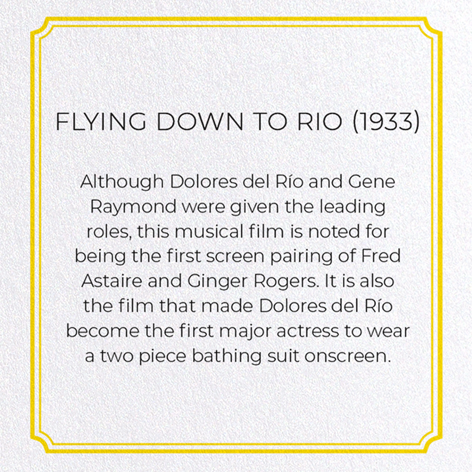 FLYING DOWN TO RIO (1933): Poster Greeting Card