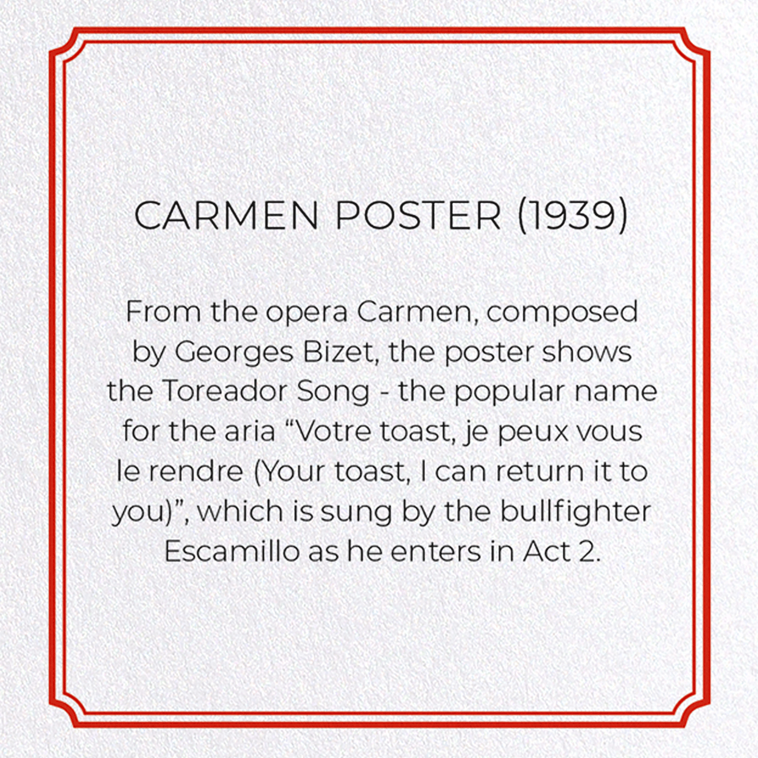 CARMEN POSTER (1939): Poster Greeting Card