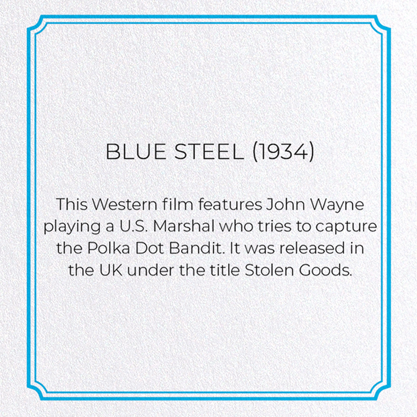 BLUE STEEL (1934): Poster Greeting Card