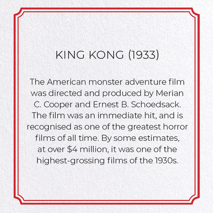 KING KONG (1933): Poster Greeting Card