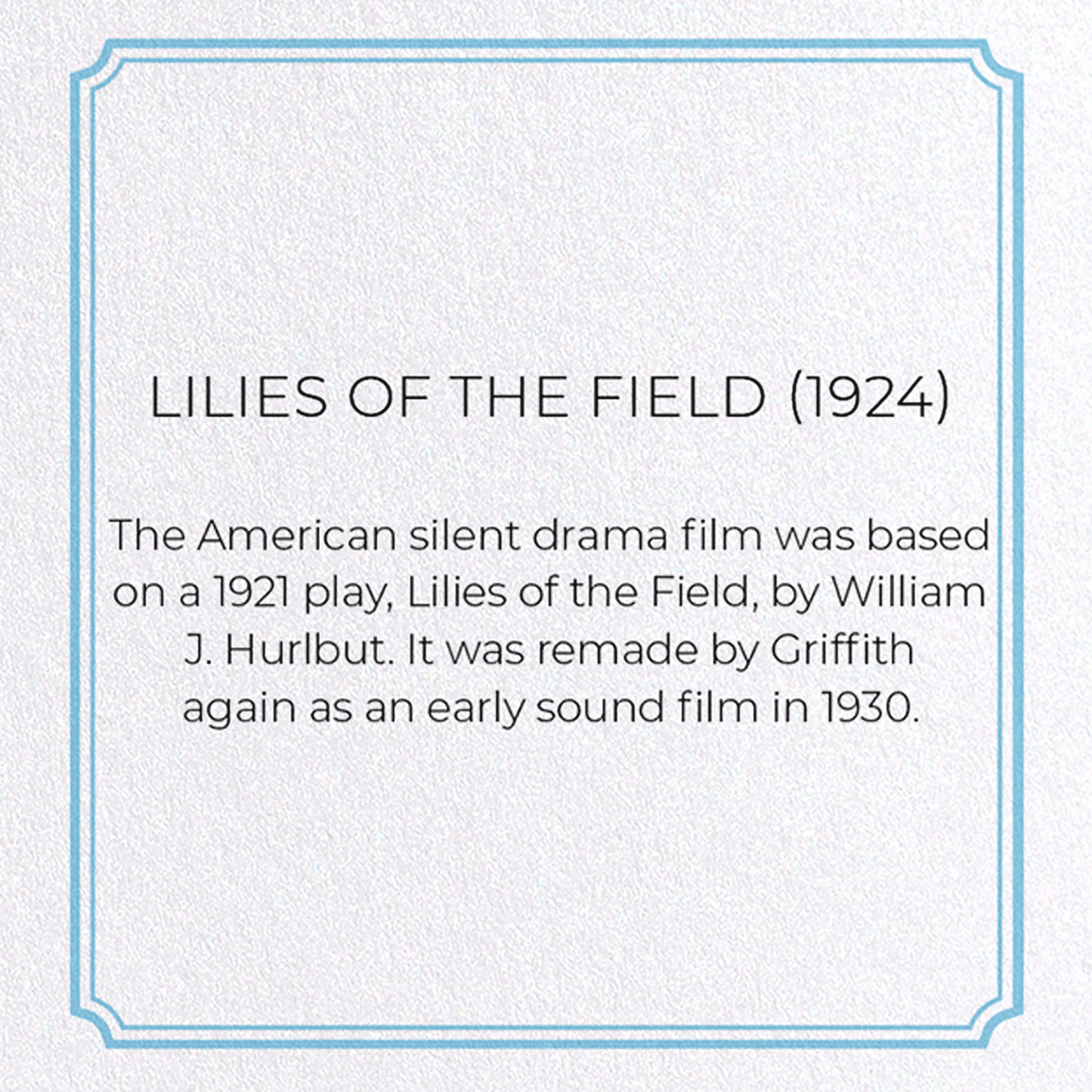 LILIES OF THE FIELD (1924): Poster Greeting Card