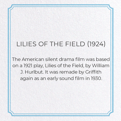LILIES OF THE FIELD (1924): Poster Greeting Card