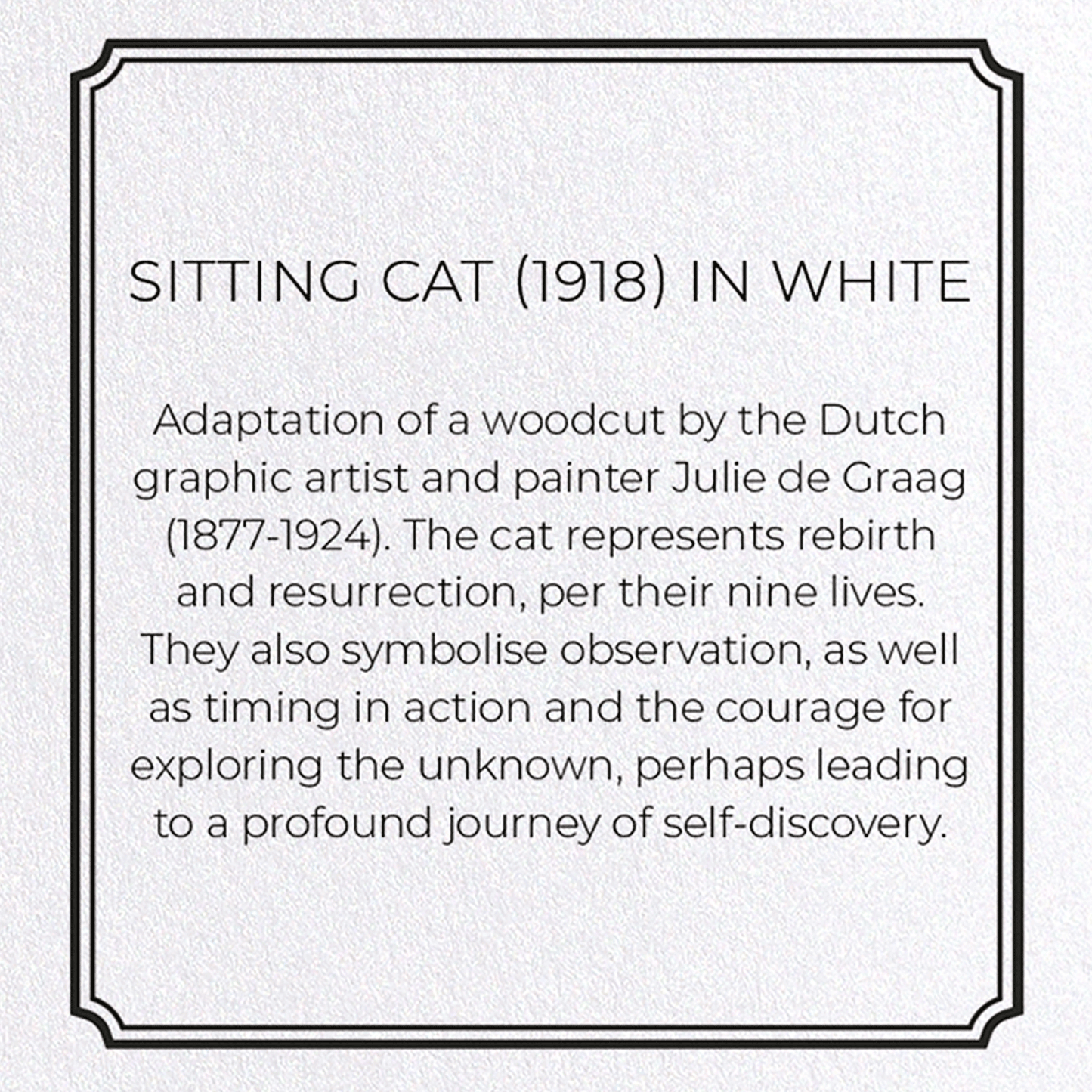 SITTING CAT (1918) IN WHITE: Vintage Greeting Card