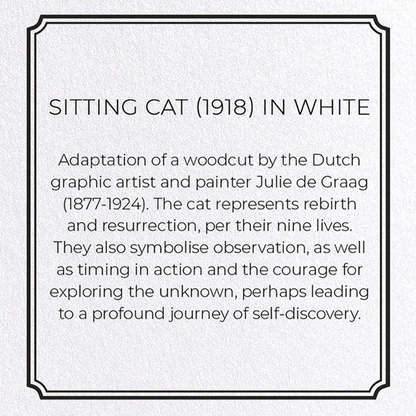 SITTING CAT (1918) IN WHITE: Vintage Greeting Card
