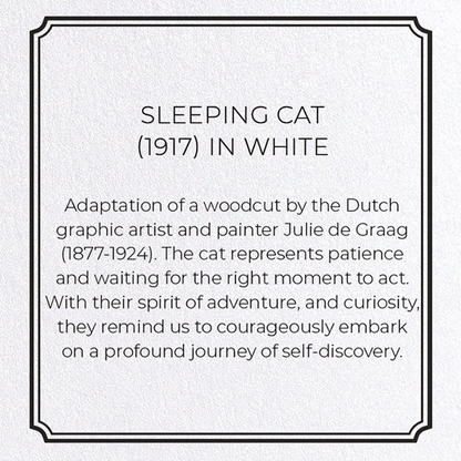 SLEEPING CAT (1917) IN WHITE: Vintage Greeting Card