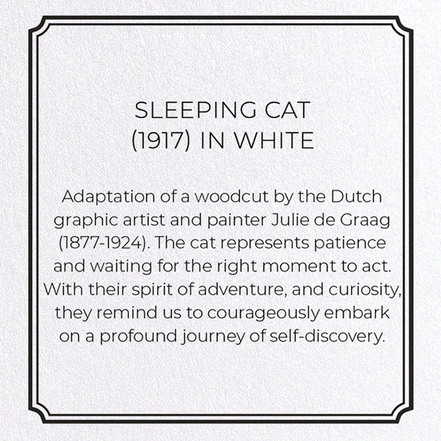 SLEEPING CAT (1917) IN WHITE: Vintage Greeting Card