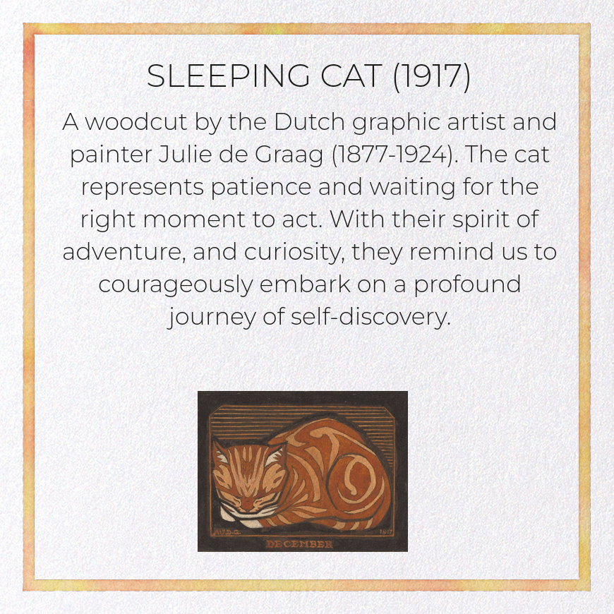 SLEEPING CAT (1917): Vintage Greeting Card