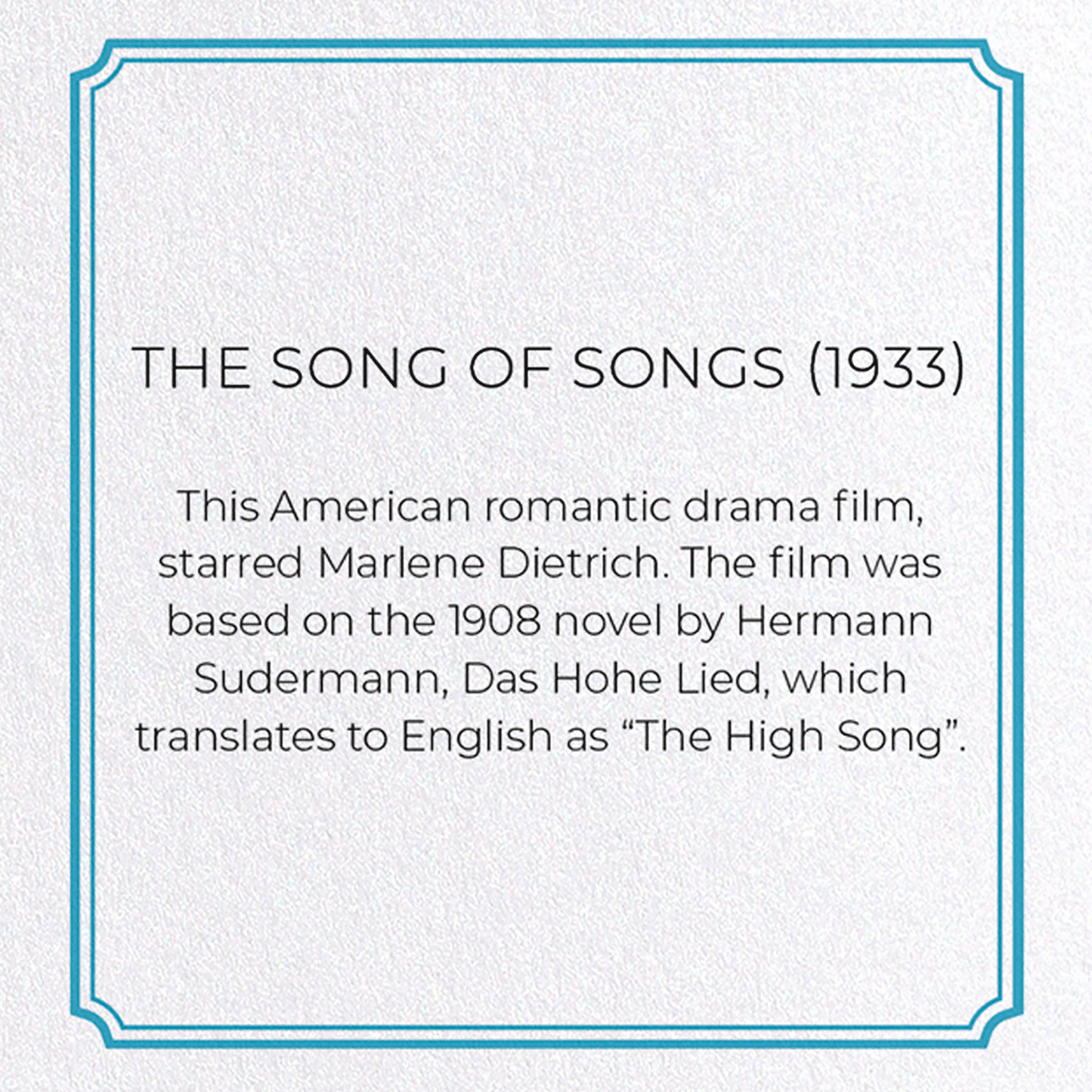THE SONG OF SONGS (1933): Poster Greeting Card