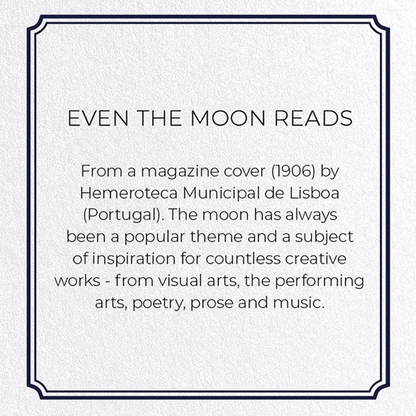 EVEN THE MOON READS: Vintage Greeting Card