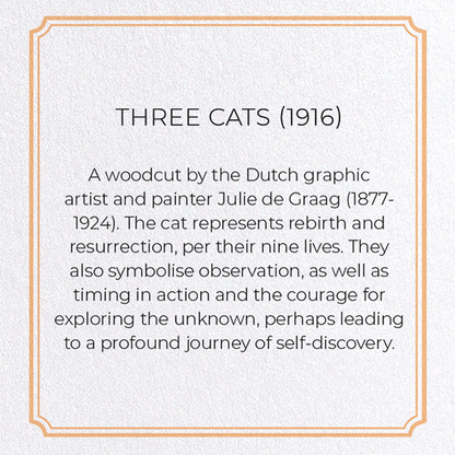 THREE CATS (1916): Vintage Greeting Card