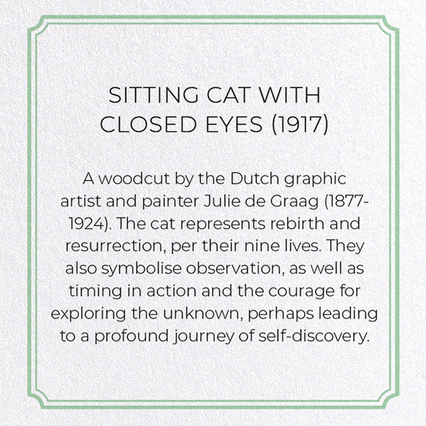SITTING CAT WITH CLOSED EYES (1917): Vintage Greeting Card