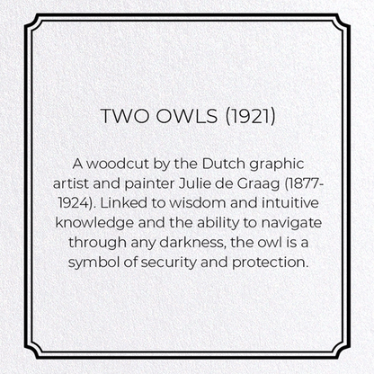 TWO OWLS (1921): Vintage Greeting Card