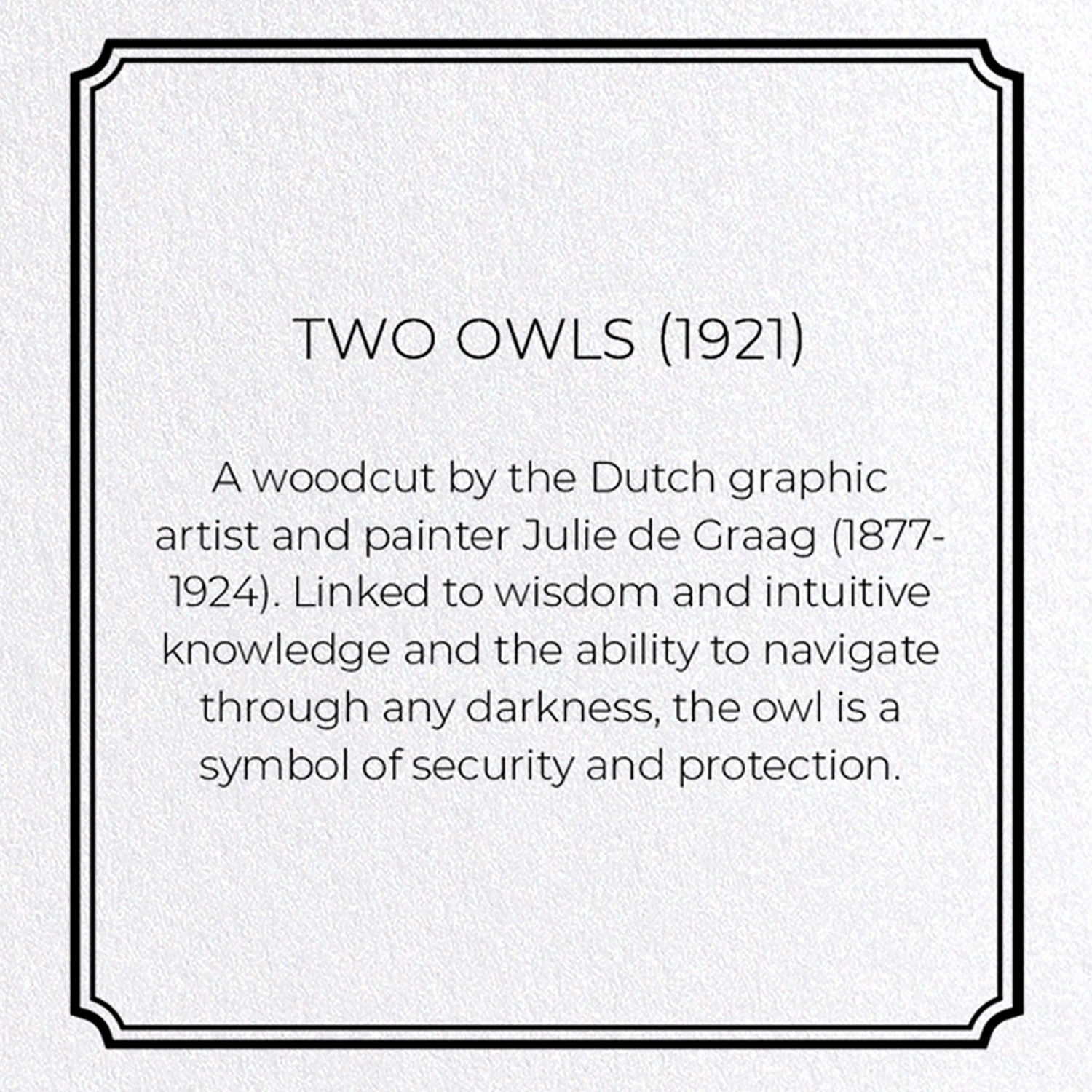 TWO OWLS (1921): Vintage Greeting Card