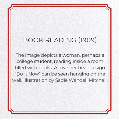 BOOK READING (1909): Vintage Greeting Card