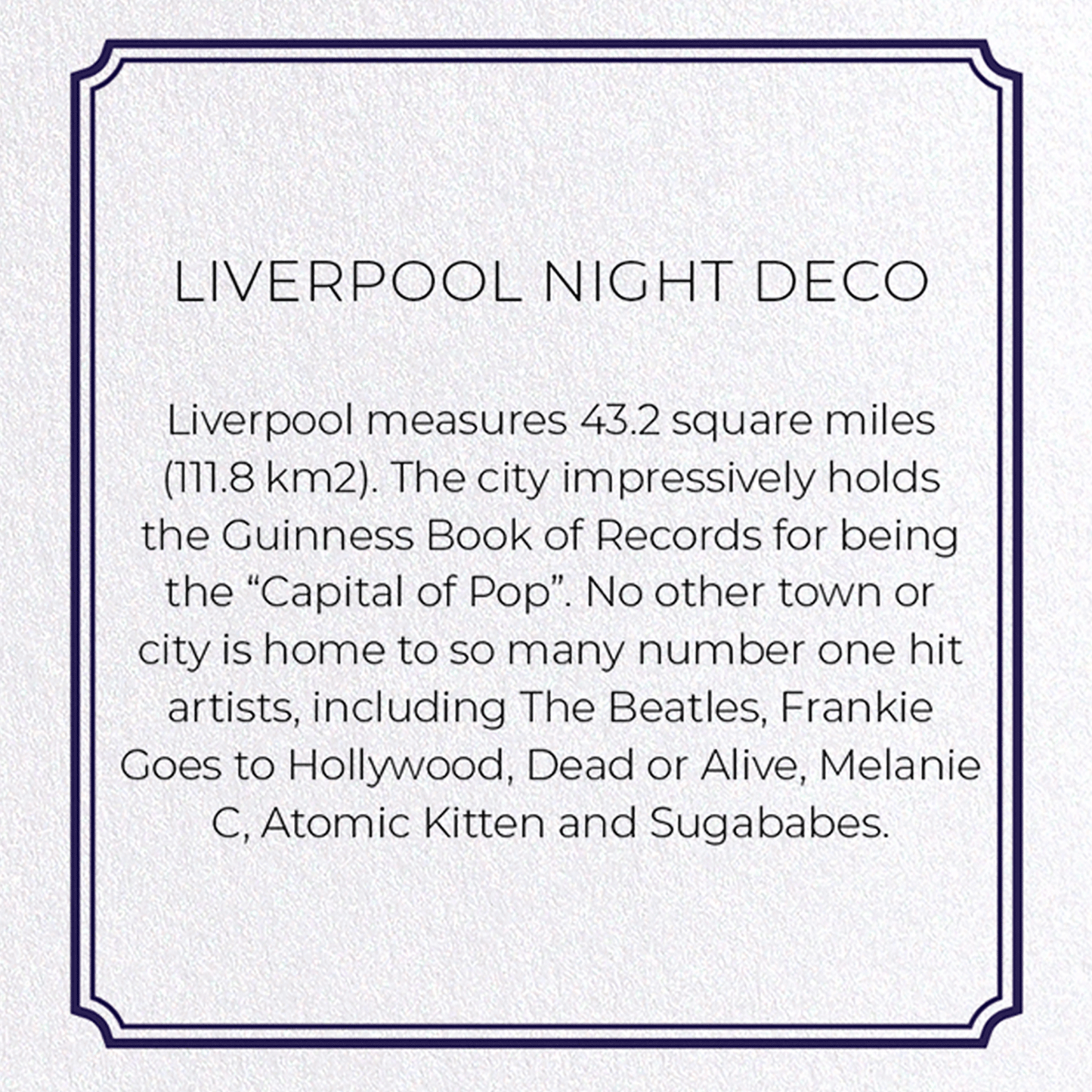 LIVERPOOL NIGHT DECO: Modern deco Greeting Card