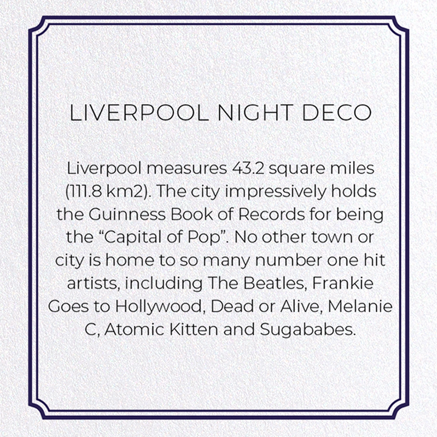 LIVERPOOL NIGHT DECO: Modern deco Greeting Card