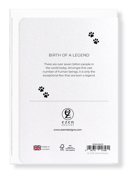 Ezen Designs - Birth of a legend - Greeting Card - Back
