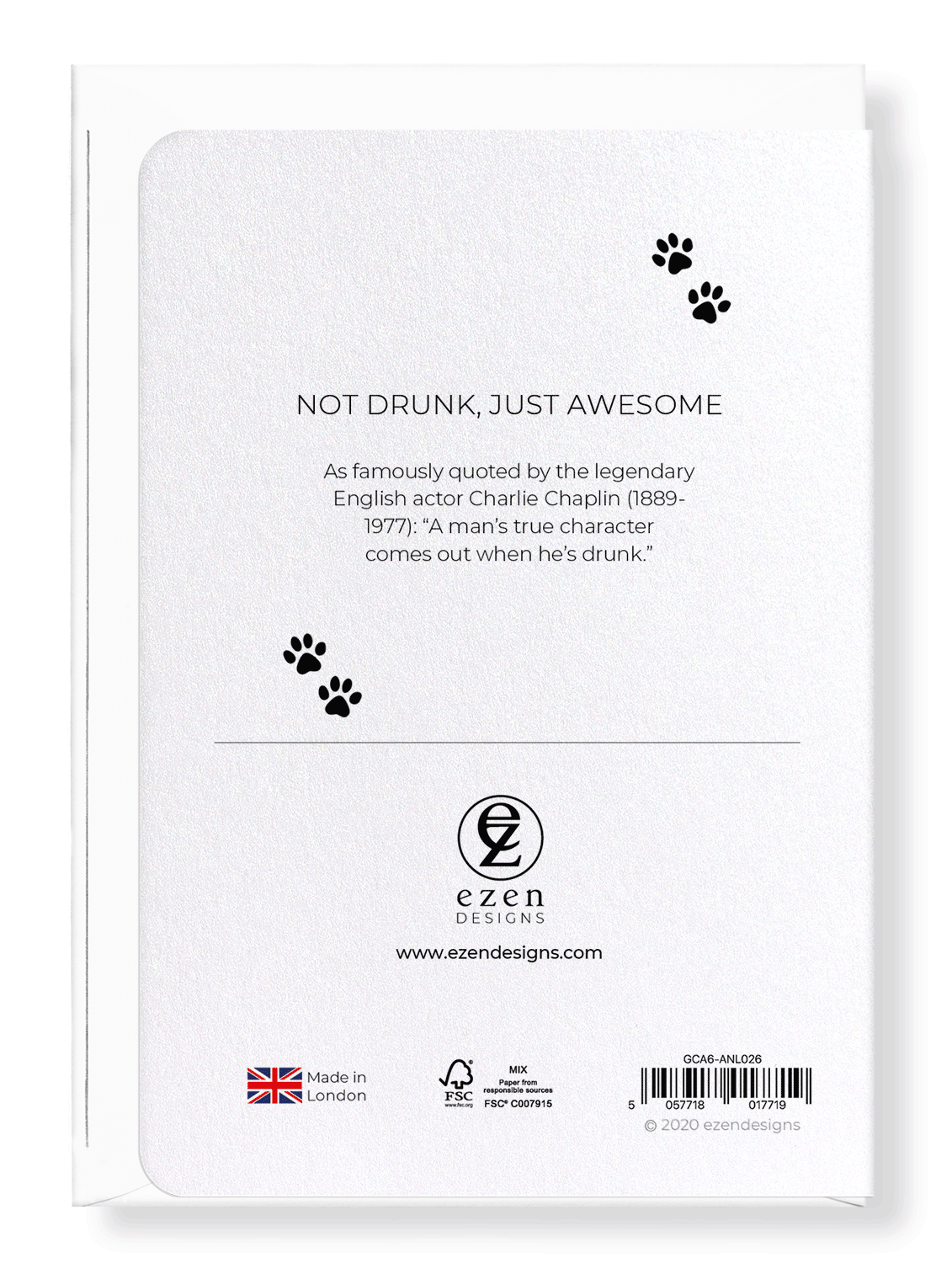 Ezen Designs - Not drunk, just awesome - Greeting Card - Back