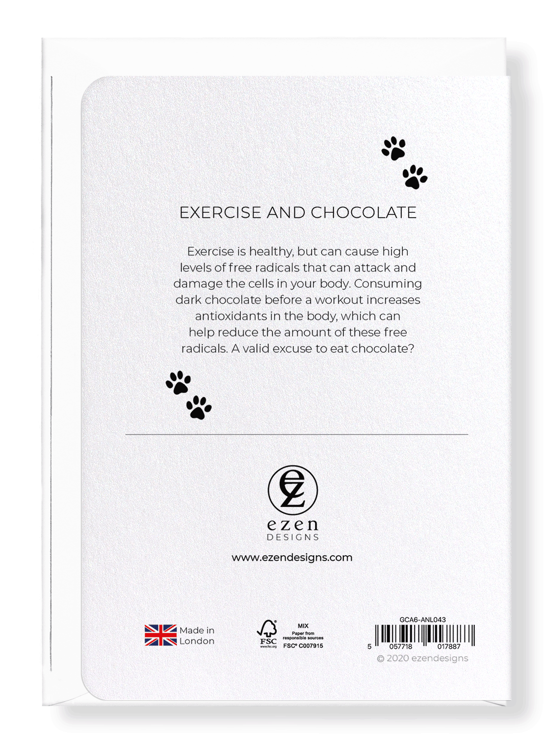 Ezen Designs - Exercise and chocolate - Greeting Card - Back