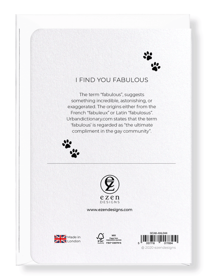 Ezen Designs - I find you fabulous - Greeting Card - Back
