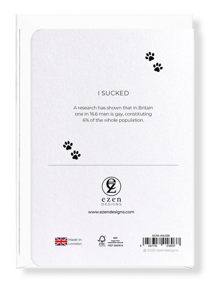 Ezen Designs - I sucked - Greeting Card - Back