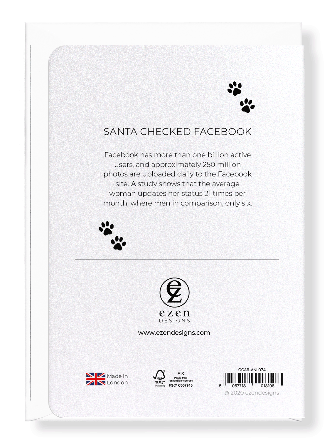 Ezen Designs - Santa checked facebook - Greeting Card - Back