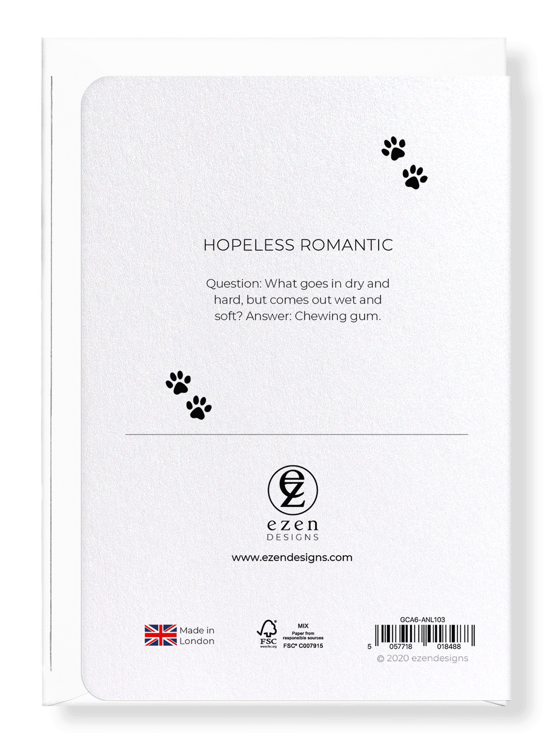 Ezen Designs - Hopeless romantic - Greeting Card - Back
