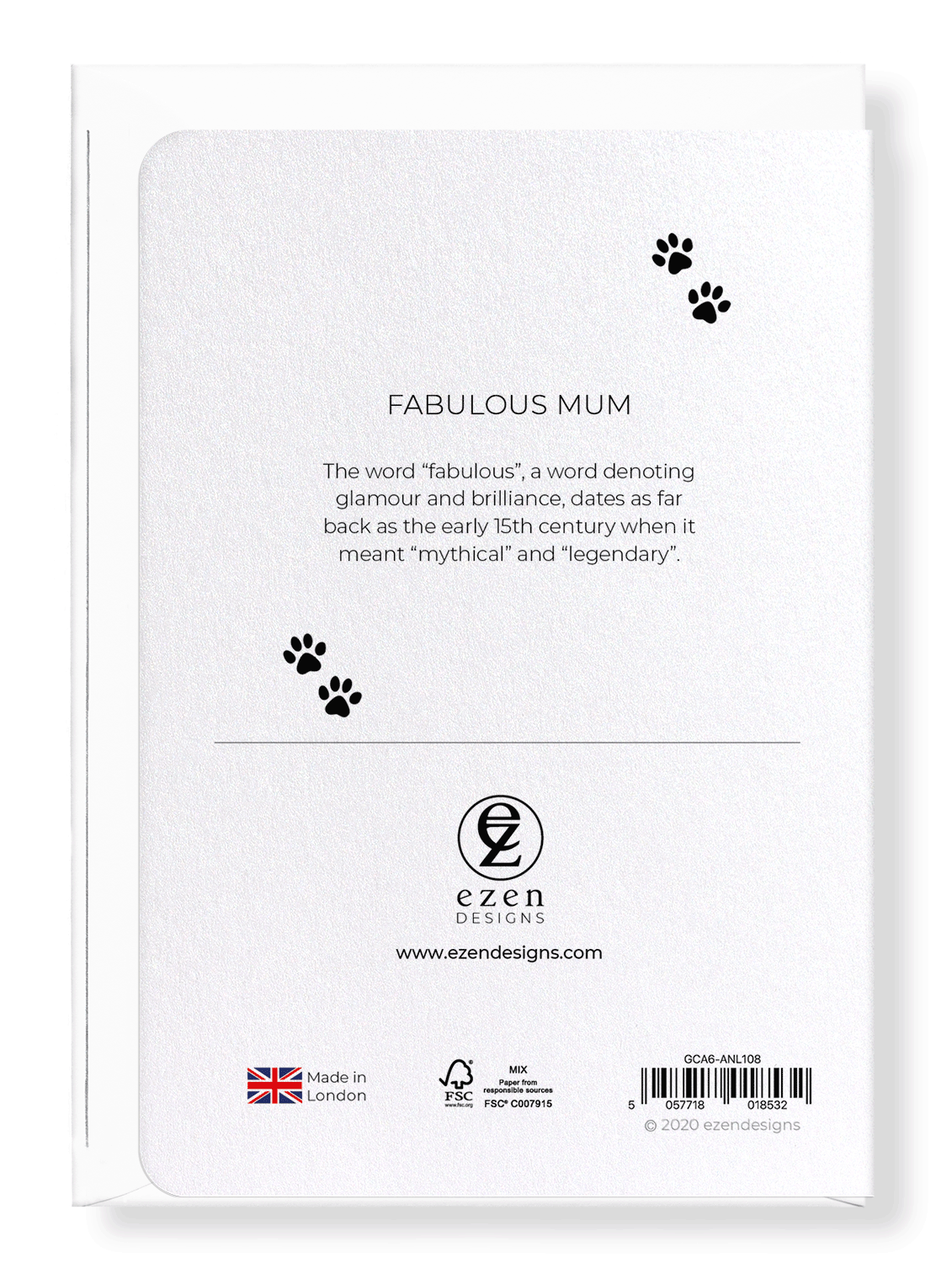 Ezen Designs - Fabulous mum - Greeting Card - Back