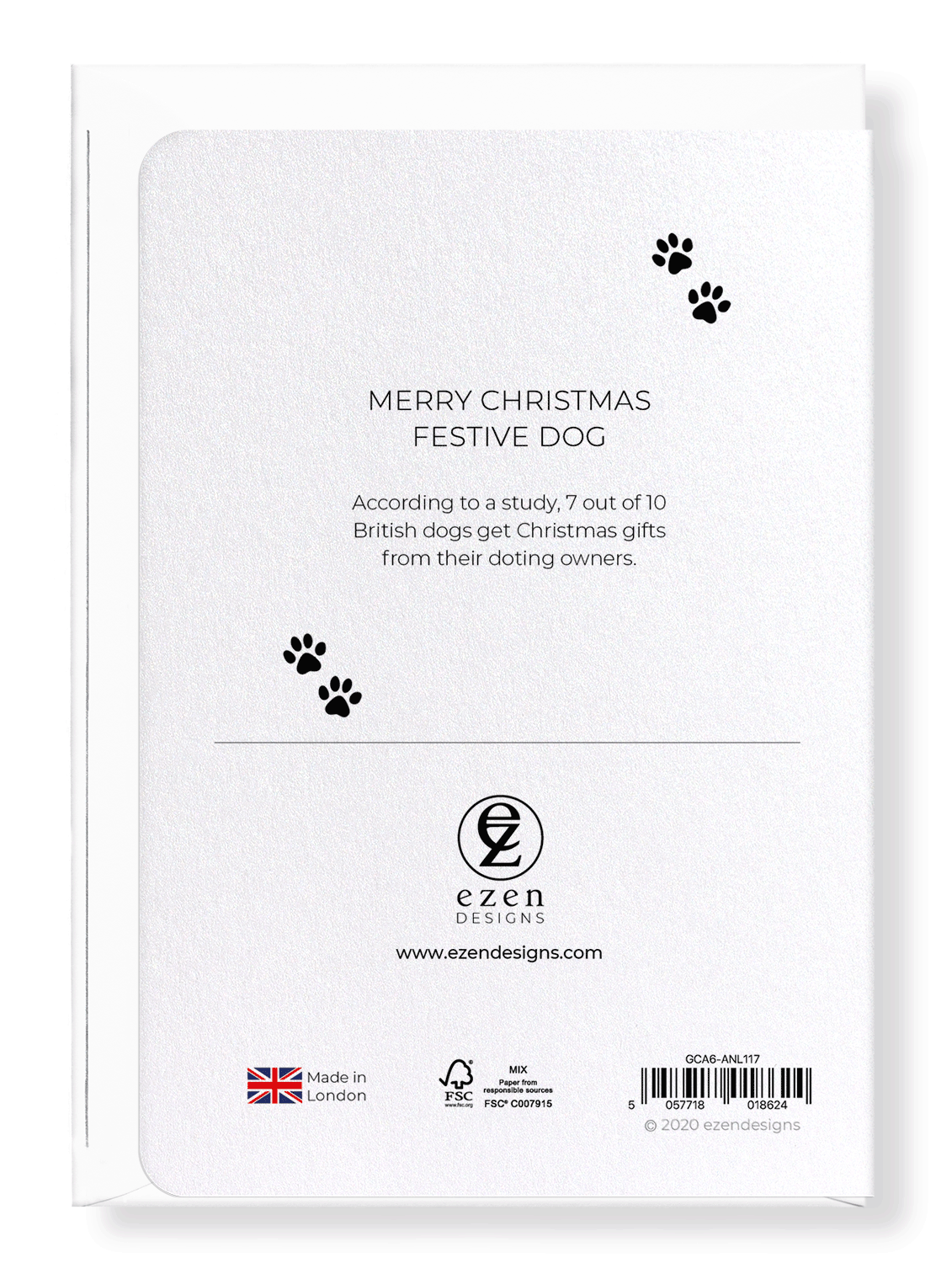 Ezen Designs - Merry christmas festive dog - Greeting Card - Back