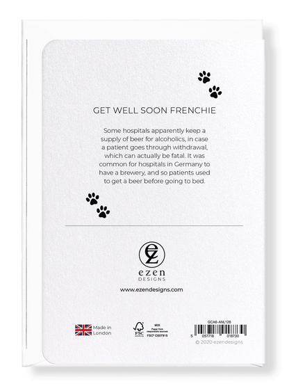 Ezen Designs - Get well soon frenchie  - Greeting Card - Back