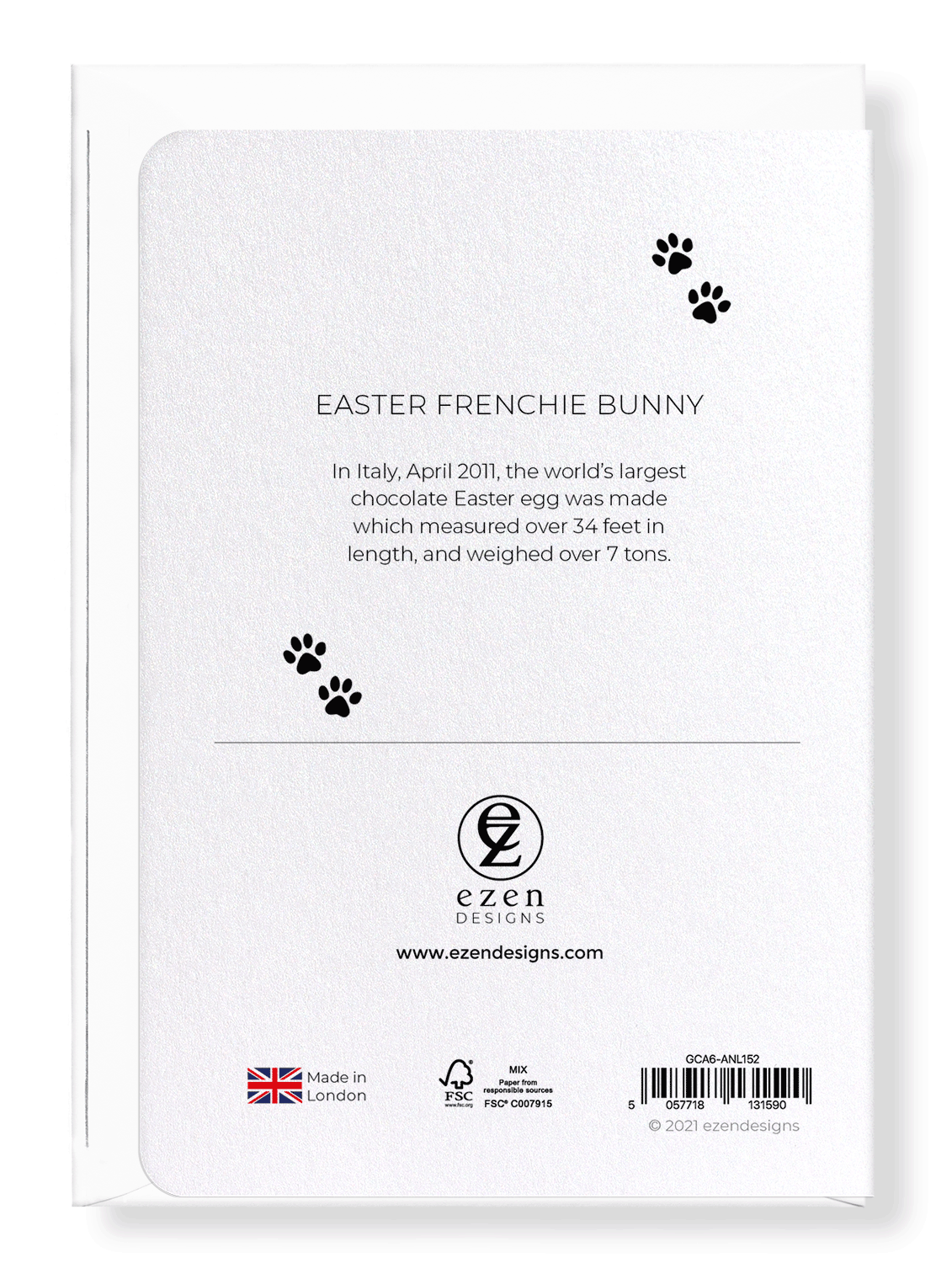 Ezen Designs - Easter Frenchie Bunny - Greeting Card - Back