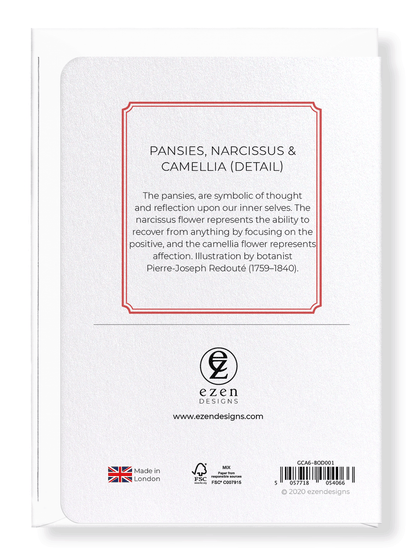 PANSIES, NARCISSUS & CAMELLIA: Botanical Greeting Card