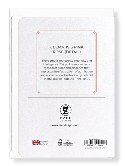 CLEMATIS & PINK ROSE: Botanical Greeting Card