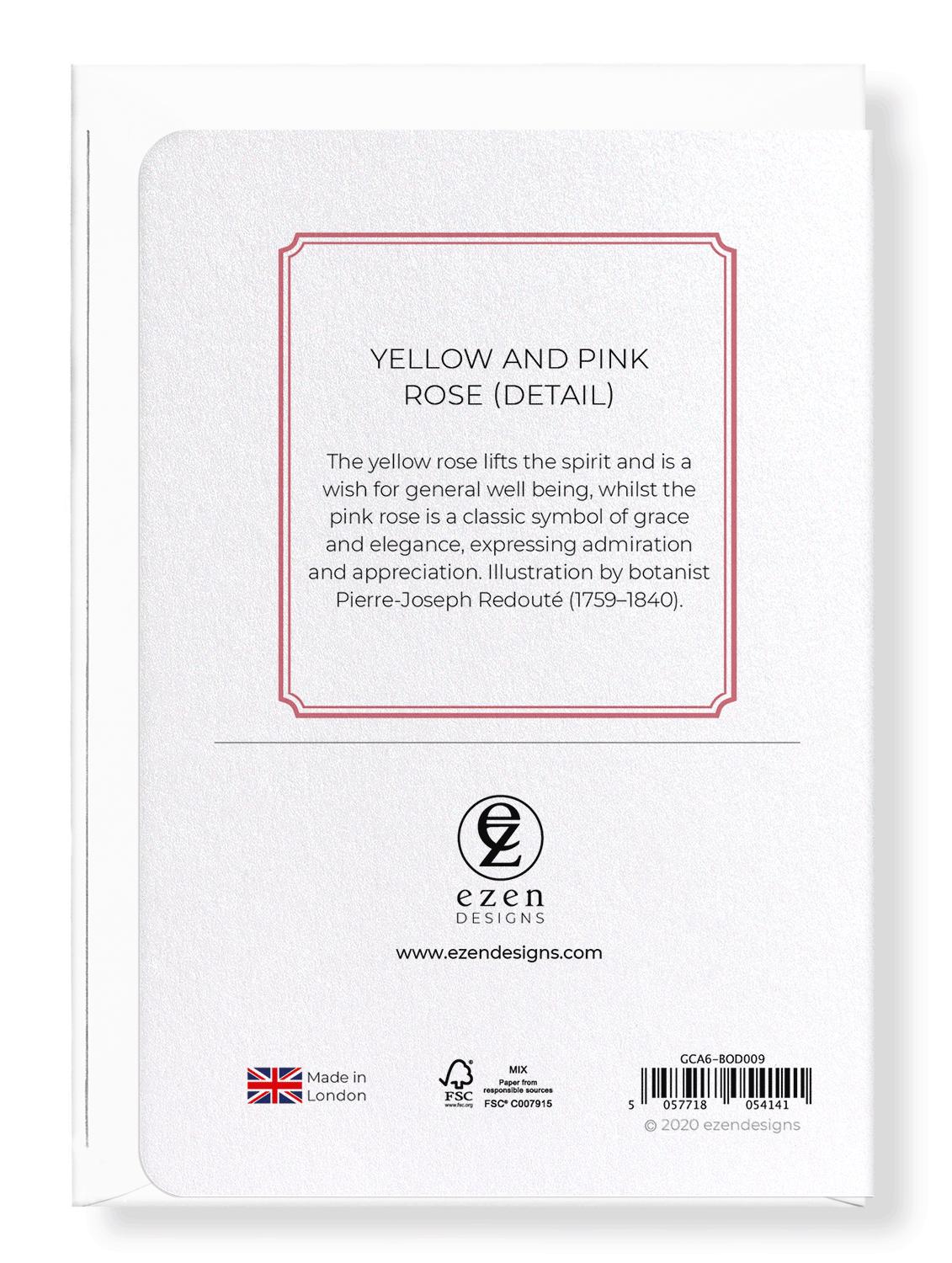 YELLOW AND PINK ROSE: Botanical Greeting Card