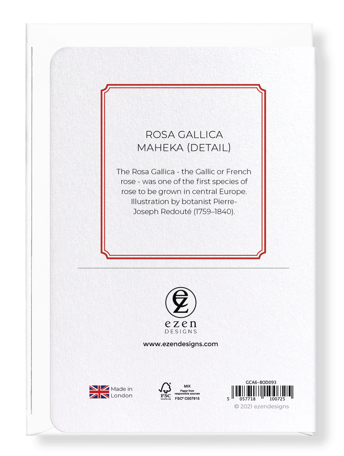 ROSA GALLICA MAHEKA: Botanical Greeting Card