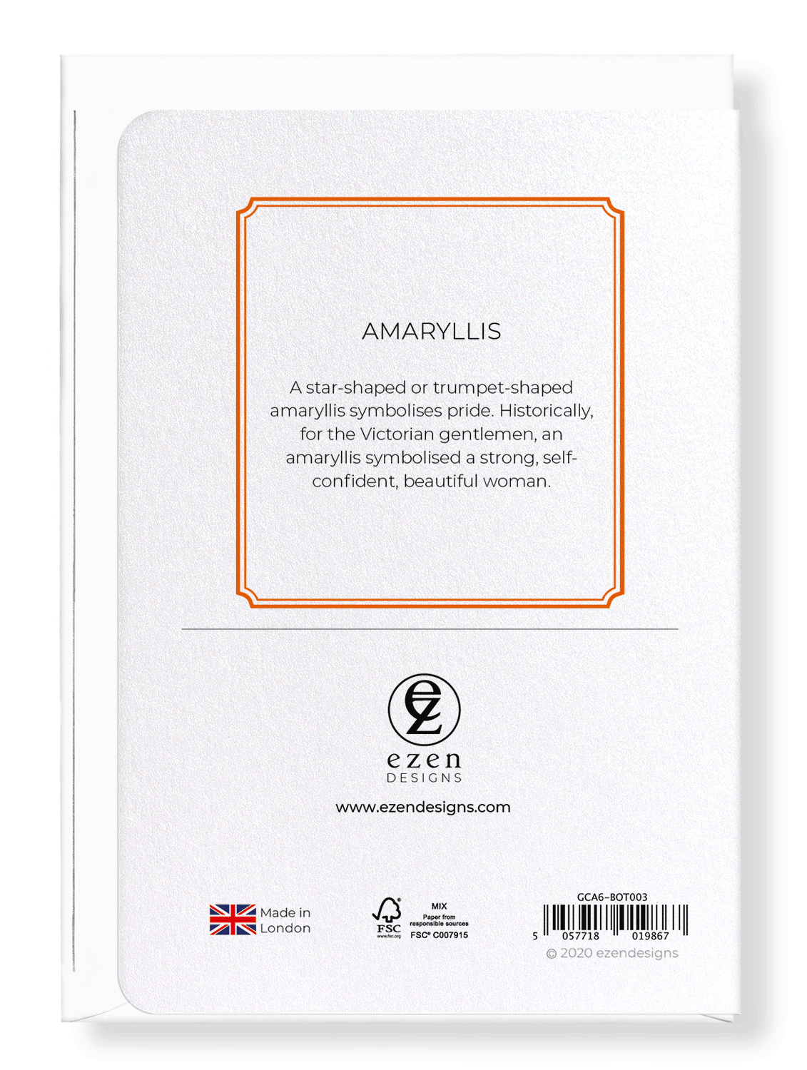 Ezen Designs - Amaryllis - Greeting Card - Back