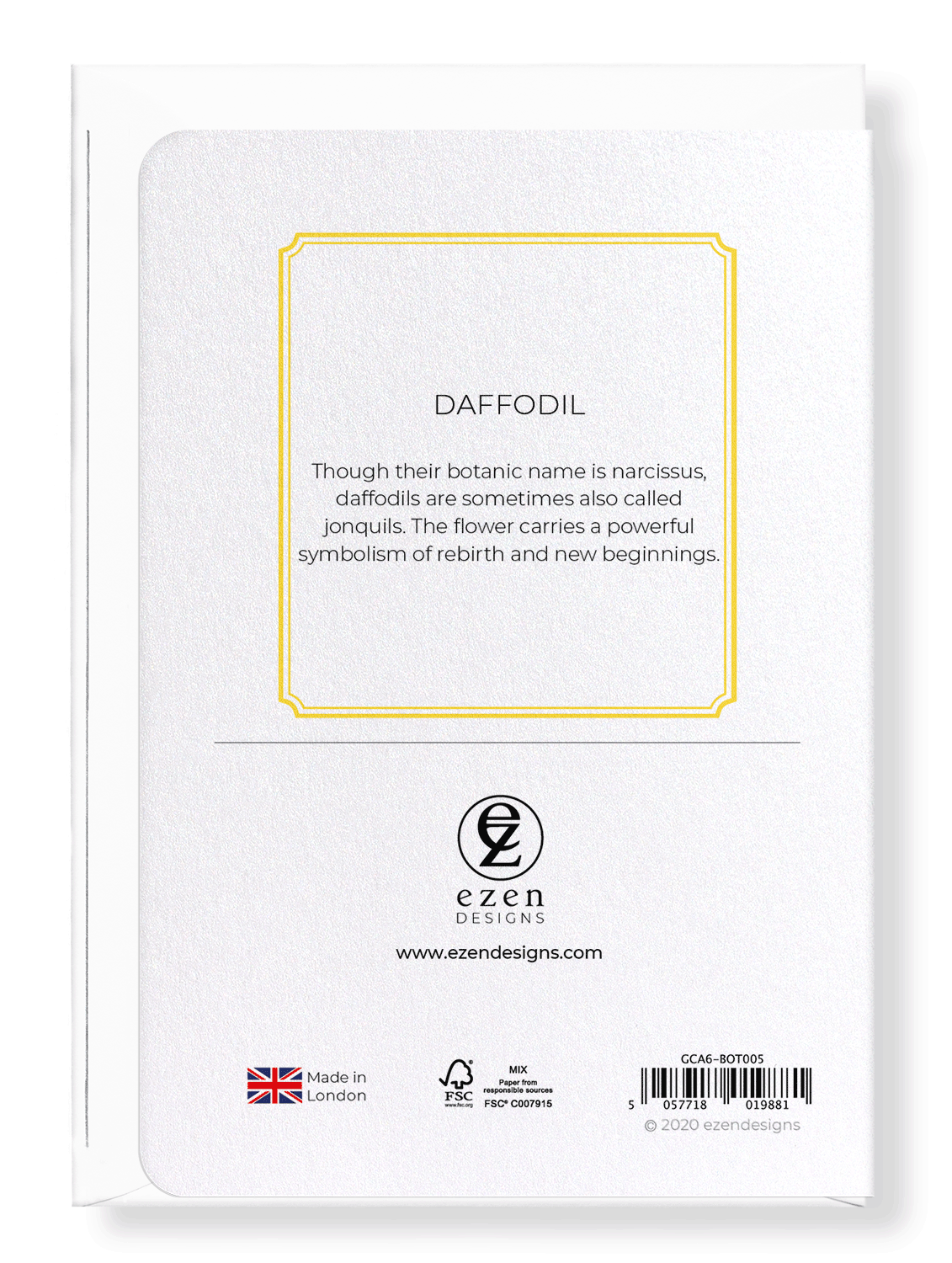 Ezen Designs - Daffodil - Greeting Card - Back