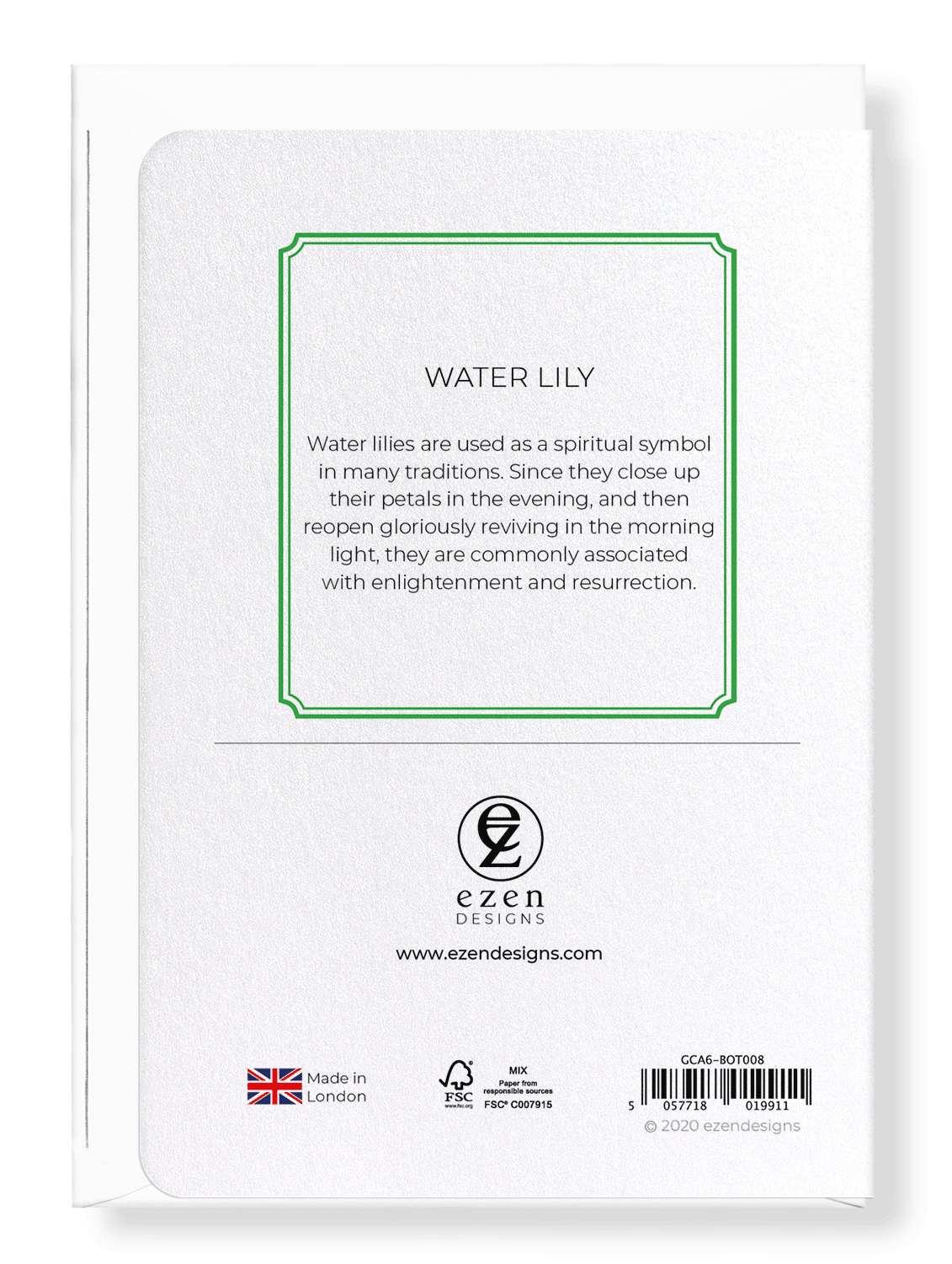 Ezen Designs - Water lily - Greeting Card - Back