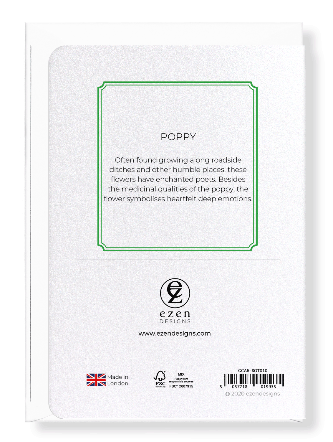 Ezen Designs - Poppy - Greeting Card - Back