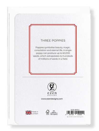 Ezen Designs - Three poppies - Greeting Card - Back