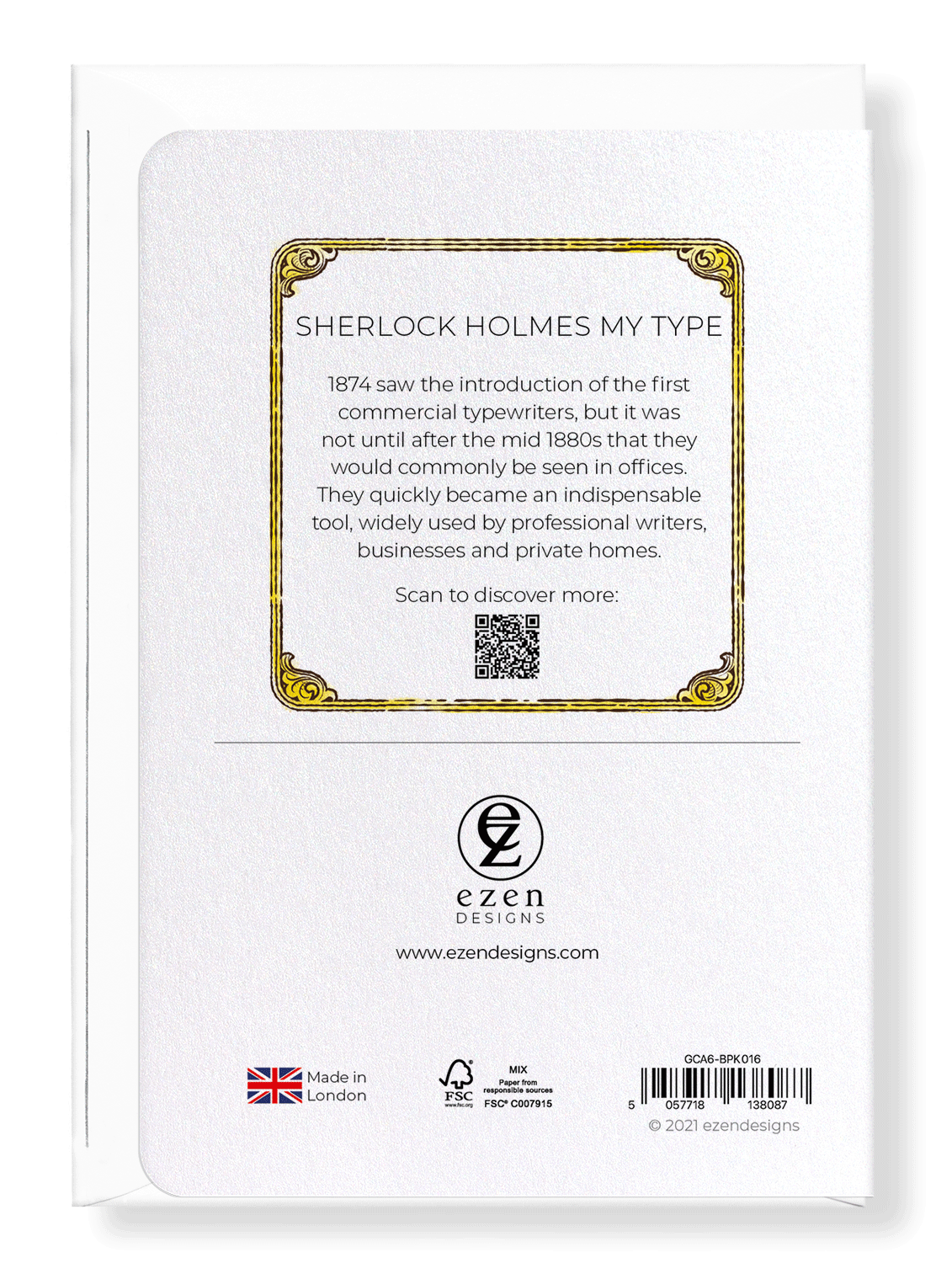 Ezen Designs - Sherlock Holmes my type - Greeting Card - Back