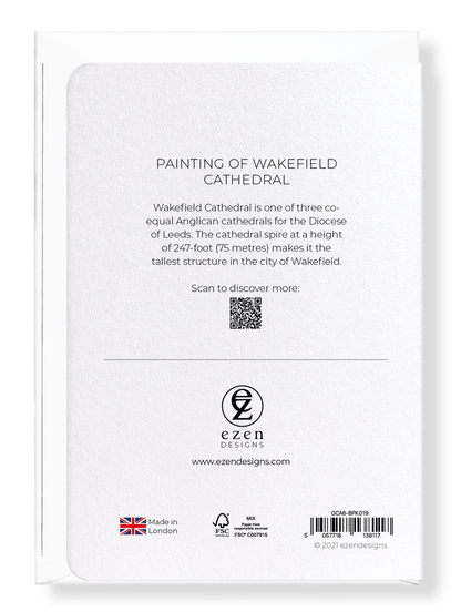 Ezen Designs - Painting of Wakefield cathedral - Greeting Card - Back
