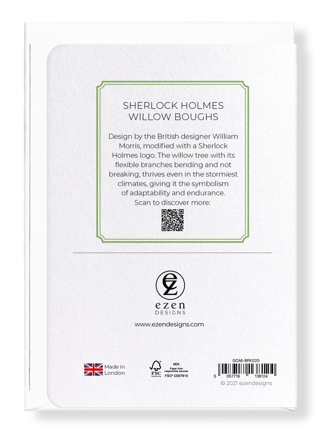 Ezen Designs - Sherlock holmes Willow boughs - Greeting Card - Back