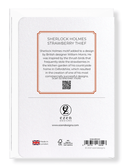 Ezen Designs - Sherlock Holmes Strawberry thief - Greeting Card - Back