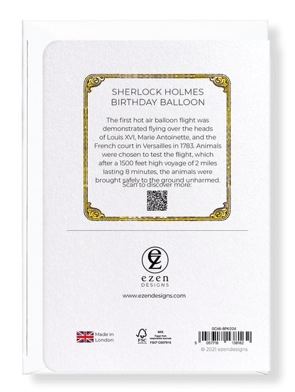 Ezen Designs - Sherlock Holmes Birthday balloon - Greeting Card - Back