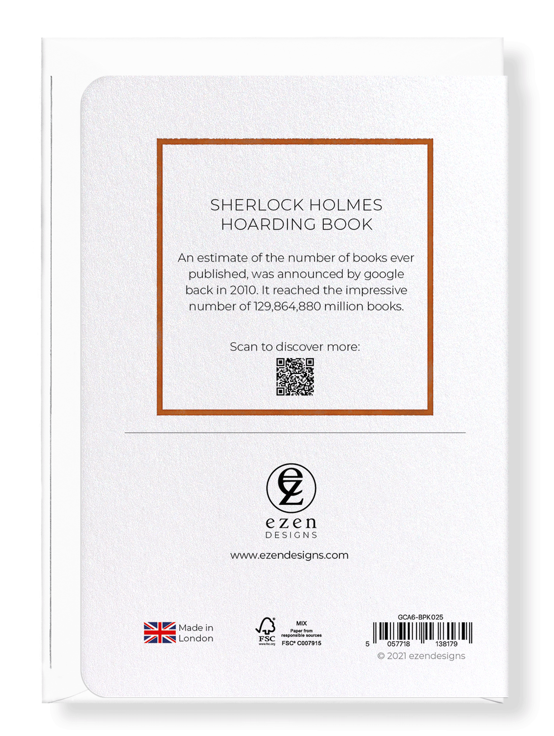 Ezen Designs - Sherlock Holmes Hoarding book - Greeting Card - Back