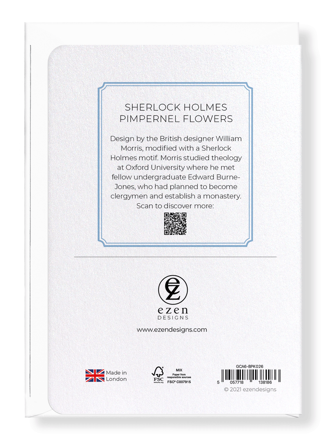 Ezen Designs - Sherlock Holmes Pimpernel flowers - Greeting Card - Back