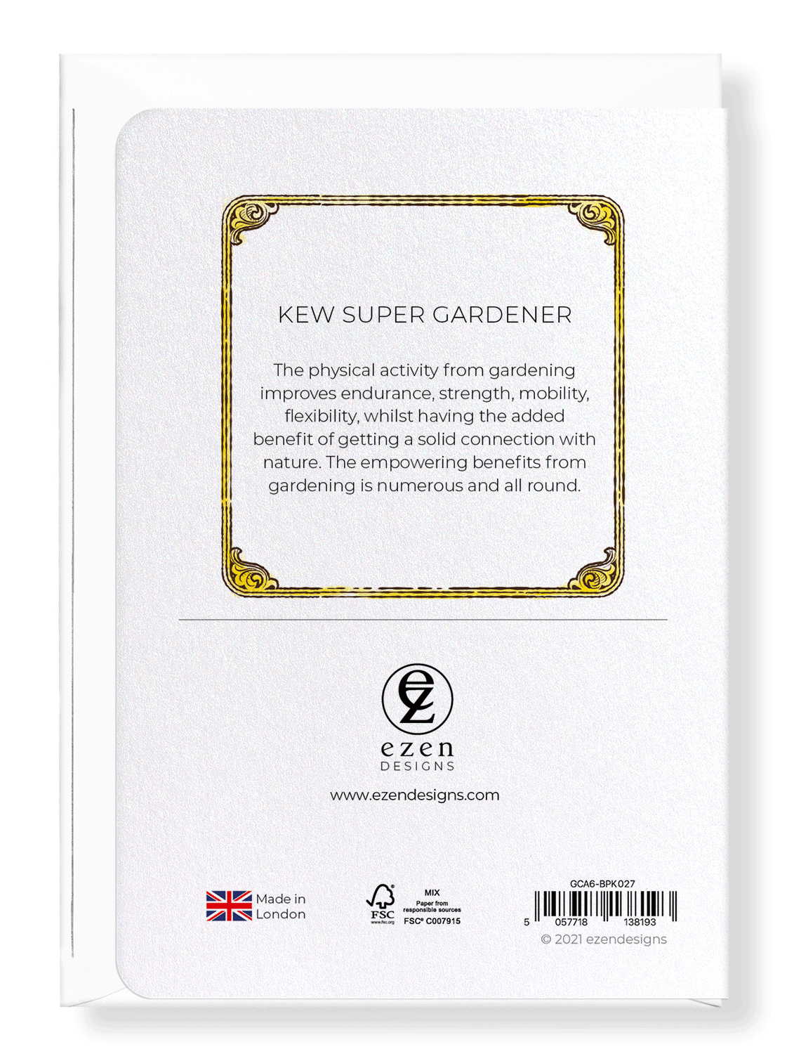 Ezen Designs - Kew super gardener - Greeting Card - Back
